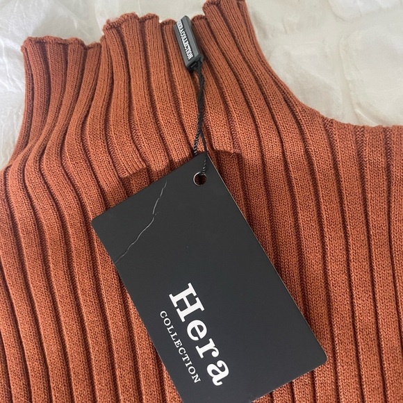 Hera Collection Rust Ribbed Bodysuit - Picture 4 of 6